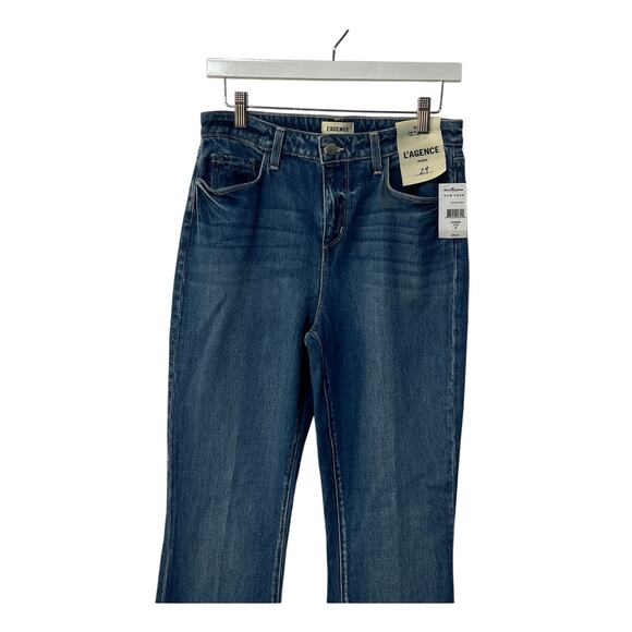 L'AGENCE JEANS WOMENS SIZE 29 RUTH HIGH RISE STRAIGHT RAW HEM STOCKTON BLUE NEW - Picture 7 of 14